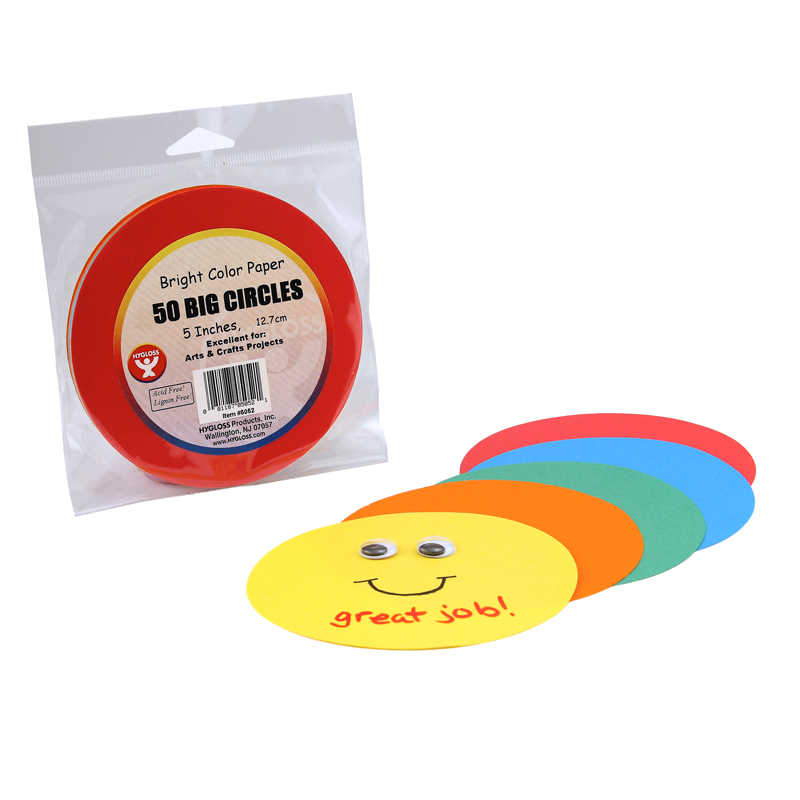 Hygloss® Paper Circles, 5", 50 Per Pack, 6 Packs