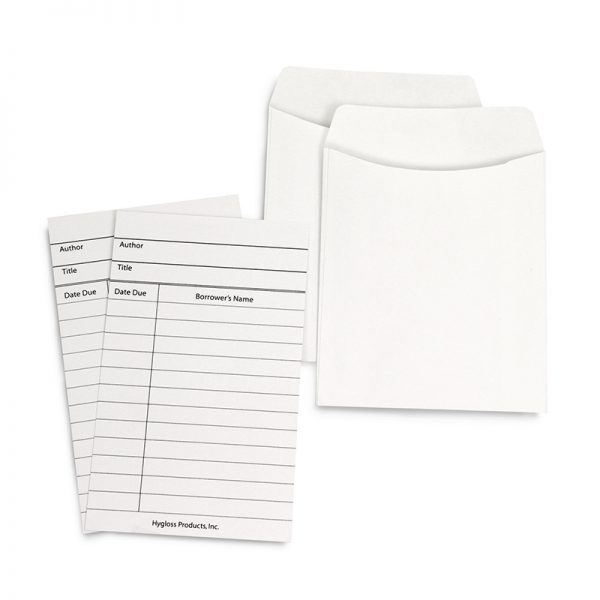 Hygloss Library Cards & Non-Adhesive Pockets Combo, White, 30 Each/60 Pieces