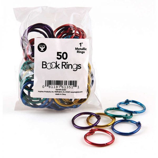 Hygloss® Metallic Book Rings, 1", 50/pkg