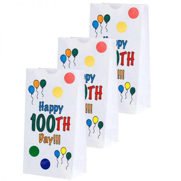 Hygloss® Happy 100th Day Paper Bags, 25 Per Pack, 3 Packs