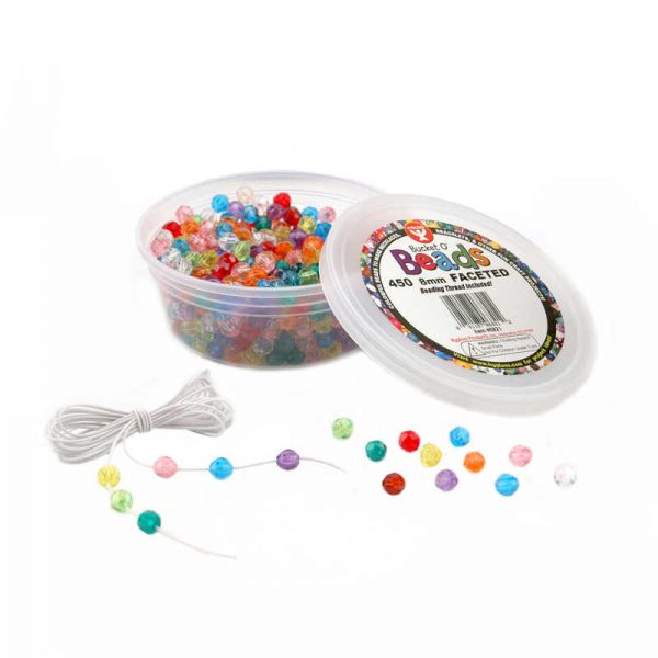 Hygloss® Bucket O’ Beads, Faceted, 8 mm, Pack of 450