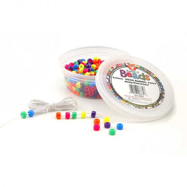 Hygloss® Bucket O’ Beads, Neon Barrel, 6 x 9 mm, Pack of 375
