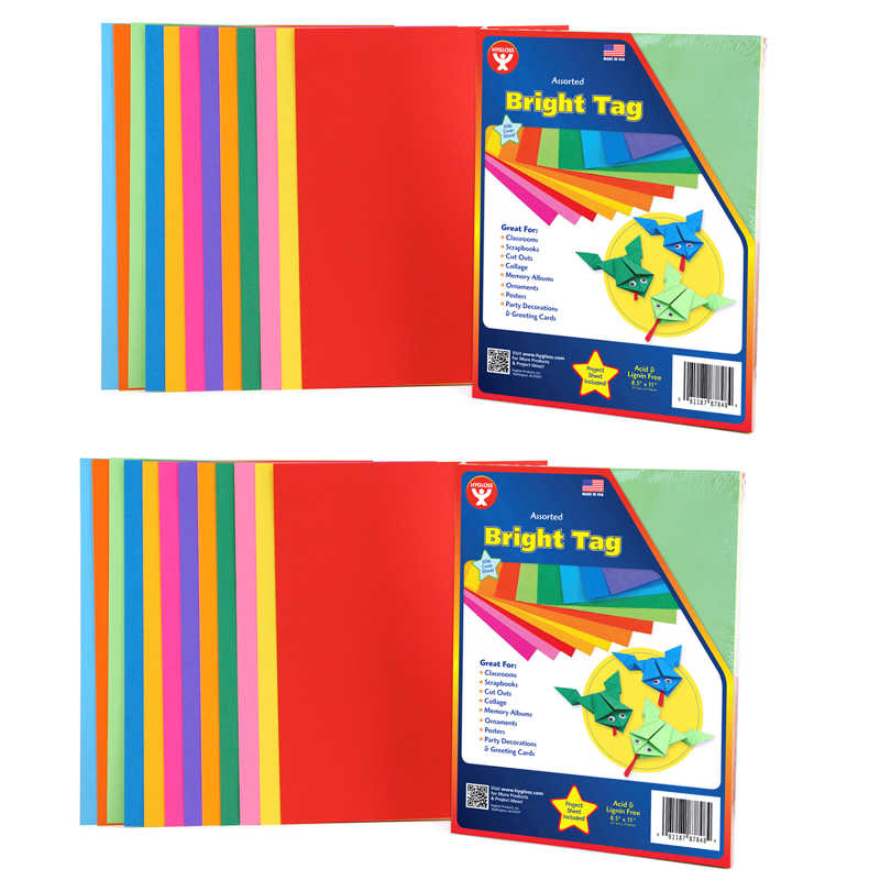 Hygloss® Bright Tag, 8.5" x 11", 48 Sheets Per Pack, 2 Packs