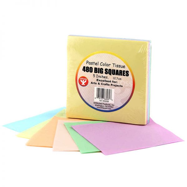 Hygloss® Tissue Squares, 5", Pastel Colors, Pack of 480