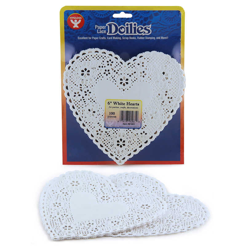 Hygloss® Heart Doilies, White, 6", 100 Per Pack, 3 Packs
