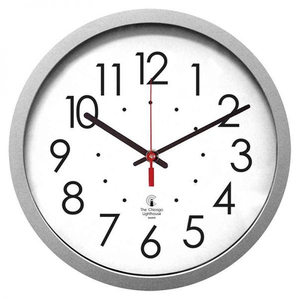 Chicago Lighthouse 14.5" Silver Contemporary Commercial/Residential Quartz Movement Wall Clock