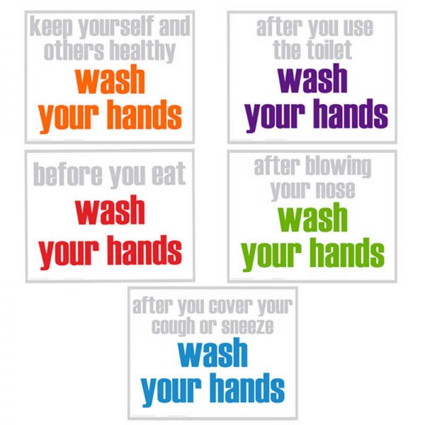 INSPIRED MINDS Wash Your Hands Posters, Set of 5