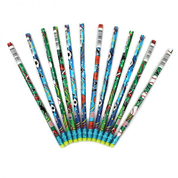 Moon Products Decorated Pencils, Sports Asst., 12/pkg