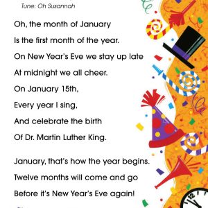 January song to the tune of Oh Susannah  – Calendar Time Sing-Along Flip Chart & CD – SC-0439694957-969495 by Scholastic