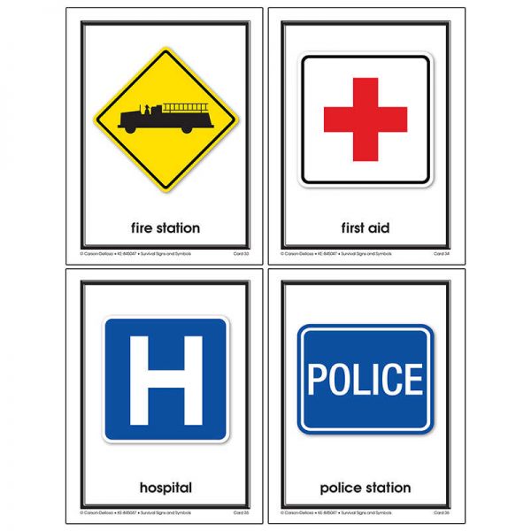 Key Education Publishing Photographic Learning Cards, Survival Signs and Symbols, Grade PK-2