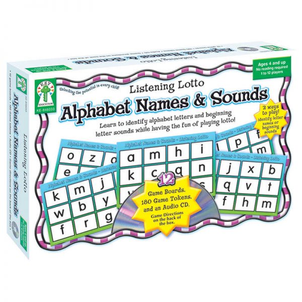 Key Education Publishing Listening Lotto: Alphabet Names & Sounds Board Game, Grade PK-1