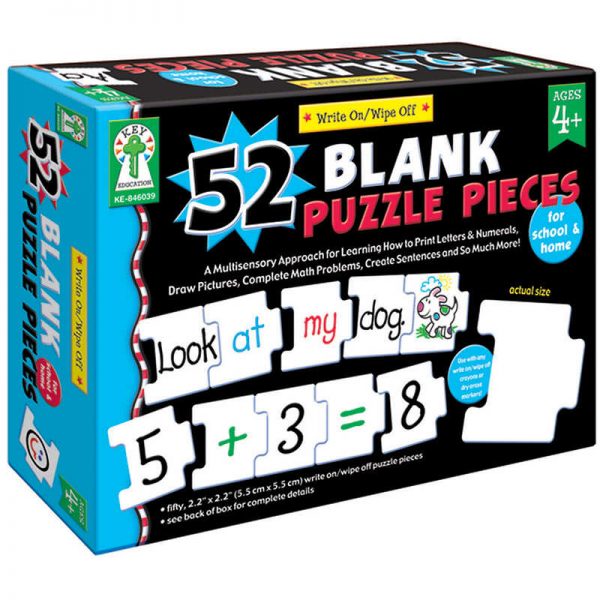 Carson Dellosa Education Write-On/Wipe-Off: 52 Blank Puzzle Pieces Manipulatives, Early Childhood, Grade PK-2