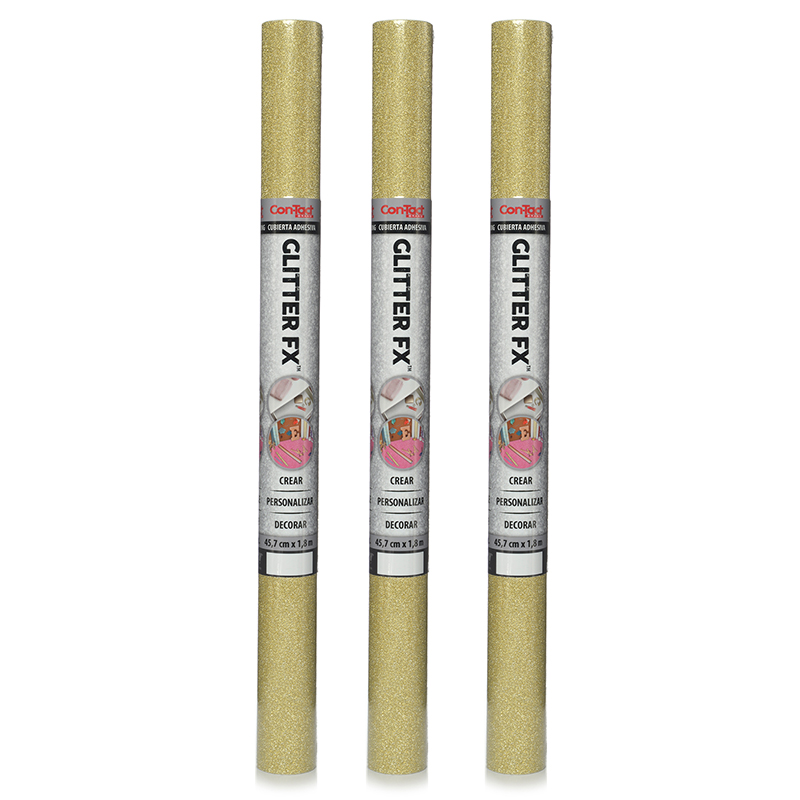 ConTact Glitter FX Gold Adhesive Liner, 18" x 6', 3 Rolls