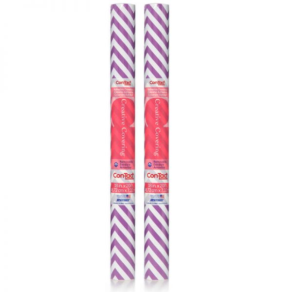 Con-Tact® Adhesive Roll, Purple Chevron, 18" x 20 ft., 2 Rolls