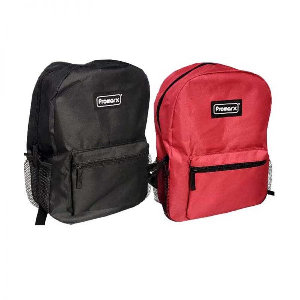 Promarx Back Pack, 15" with 2 Side Mesh Pockets, Assorted Colors, Pack of 2