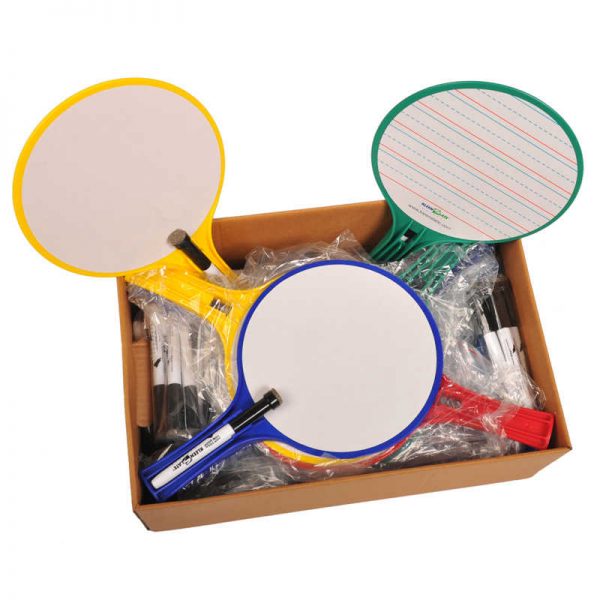 KleenSlate® Round Dry Erase Whiteboard Paddles, Pack of 24