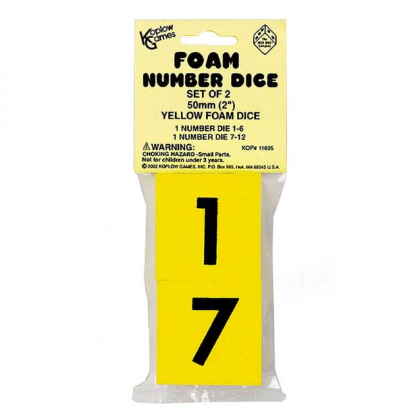 Koplow Games 50mm Foam Dice, 1 each 1-6 & 7-12