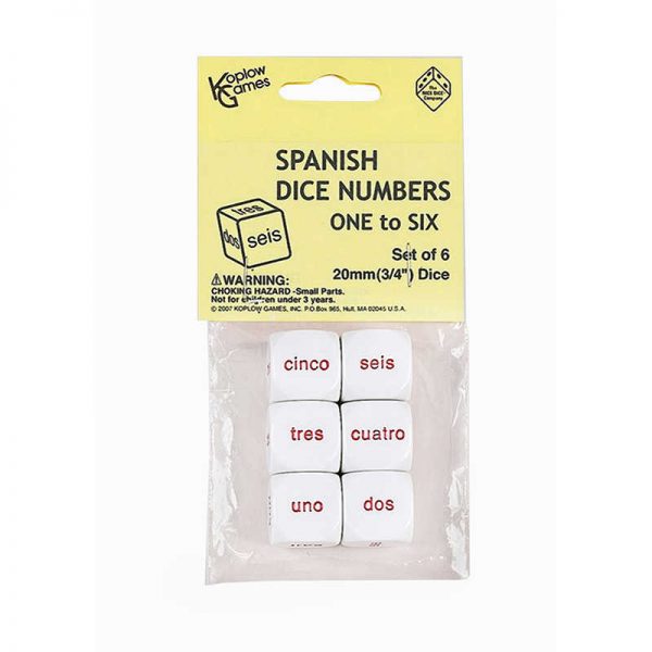 Koplow Games Spanish Number Dice, Set of 6