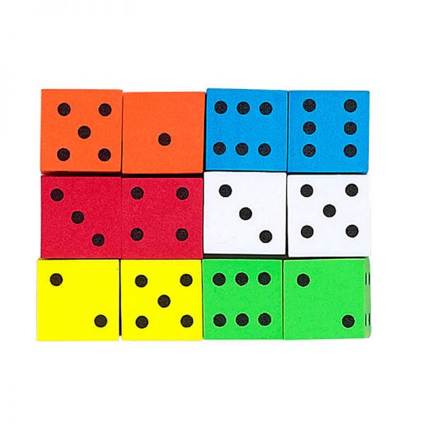 Koplow Games Assorted Color Spot 16mm Foam Dice, Pack of 12