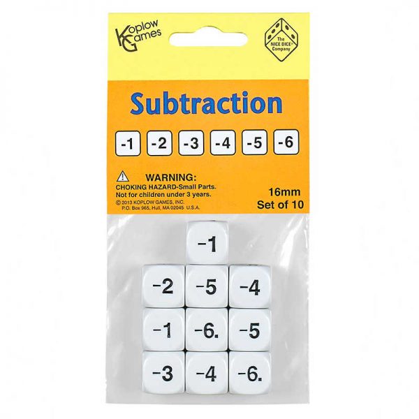 Koplow Games Subtraction Dice, Set of 10
