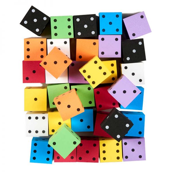 Koplow Games Foam Spot Dice, 2", Assorted Colors, Bag of 36