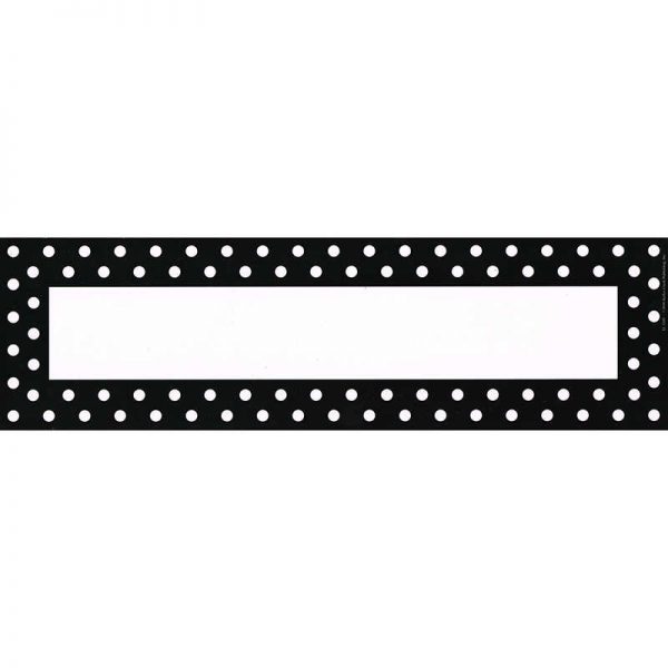 Barker Creek Double-Sided Name Plates, Black & White Dot, 12" x 3.5", Pack of 36