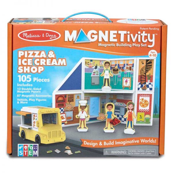 Melissa & Doug Magnetivity™ Magnetic Building Play Set: Pizza & Ice Cream Shop