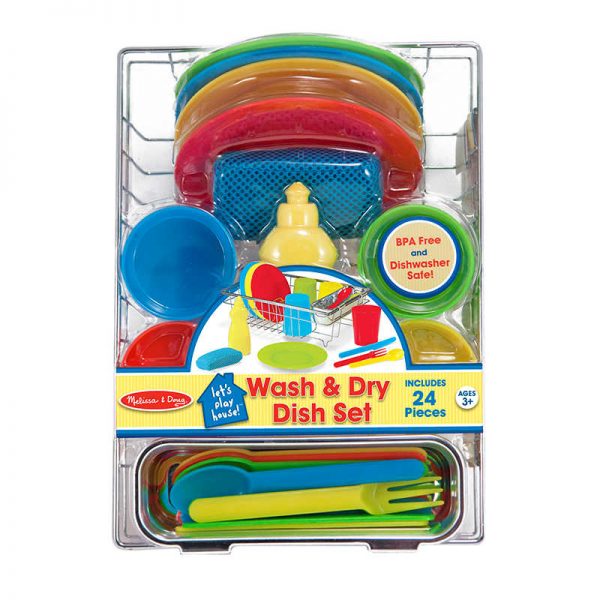Melissa & Doug Let's Play House! Wash & Dry Dish Set