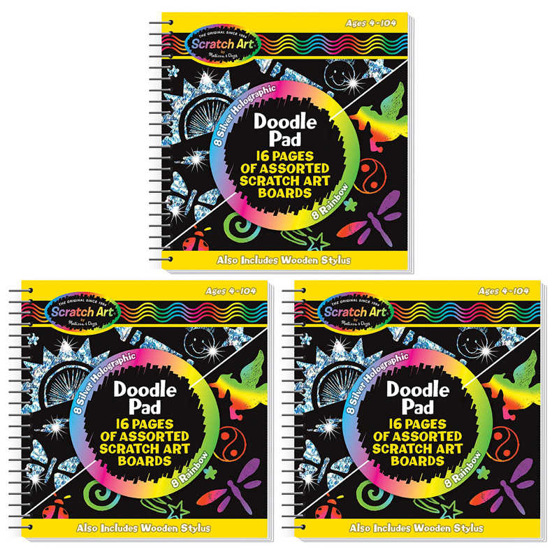 TeachersParadise Melissa & Doug Scratch Art Doodle Pad, Pack of 3