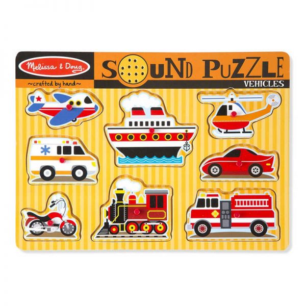 Melissa & Doug Vehicles Sound Puzzle, 8 Pieces