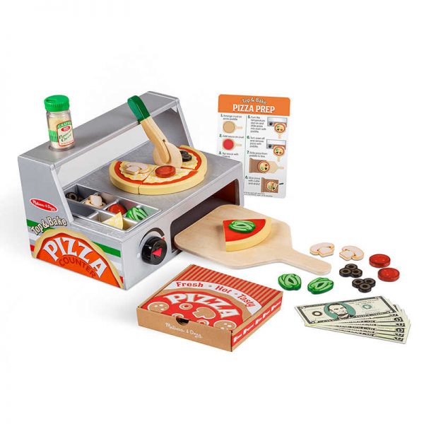Melissa & Doug Top & Bake Pizza Counter - Wooden Play Food