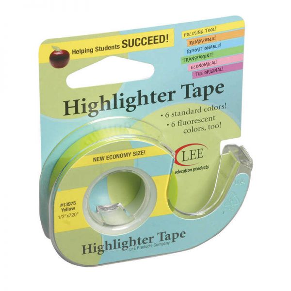 Lee Products Removable Highlighter Tape, Yellow