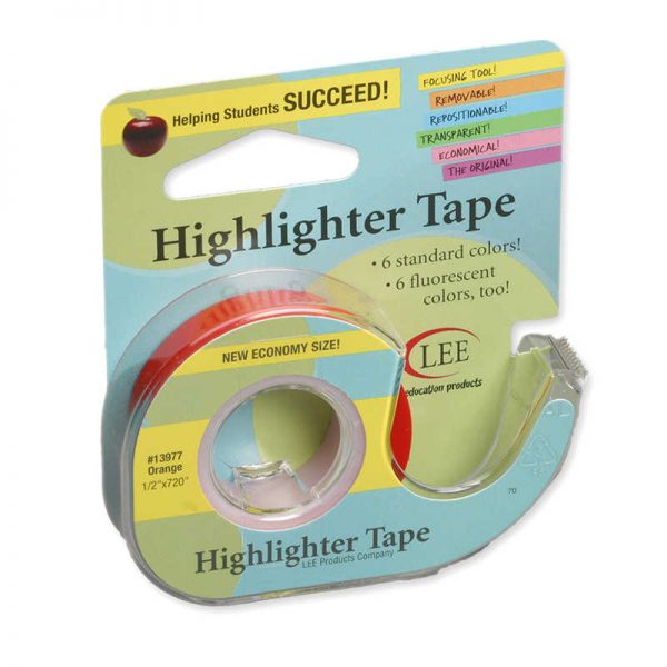Lee Products Removable Highlighter Tape, Orange