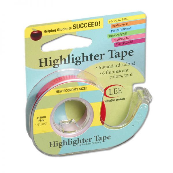 Lee Products Removable Highlighter Tape, Pink