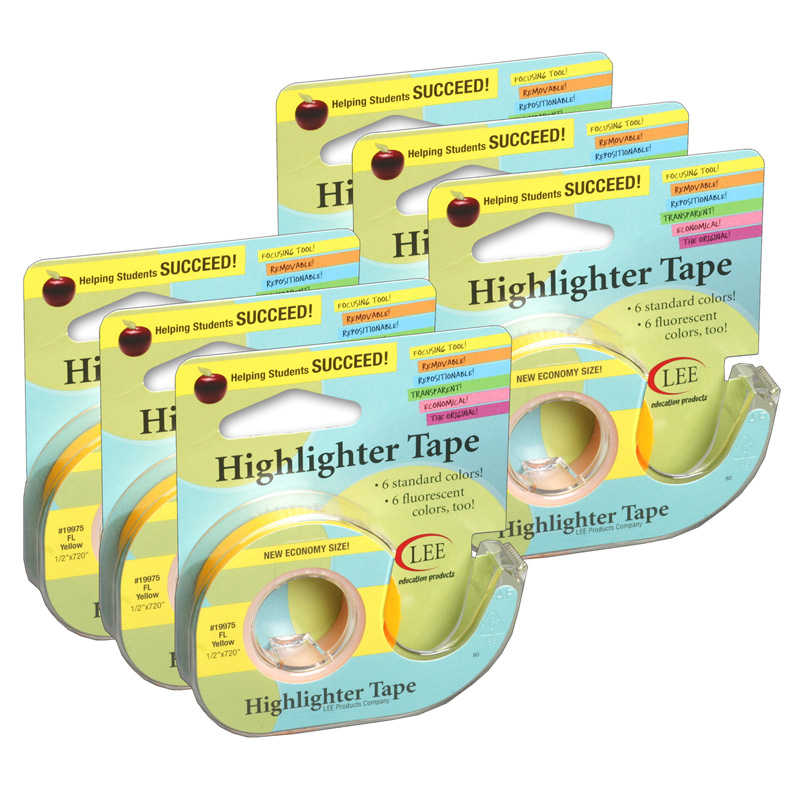 TeachersParadise Lee Products Removable Highlighter Tape, Fluorescent