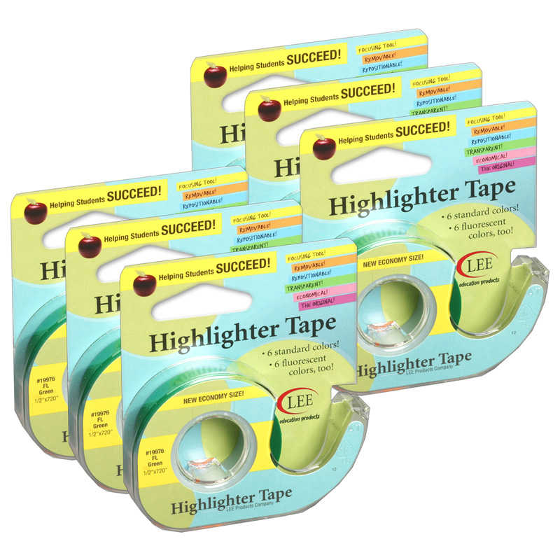 TeachersParadise Lee Products Removable Highlighter Tape, Fluorescent