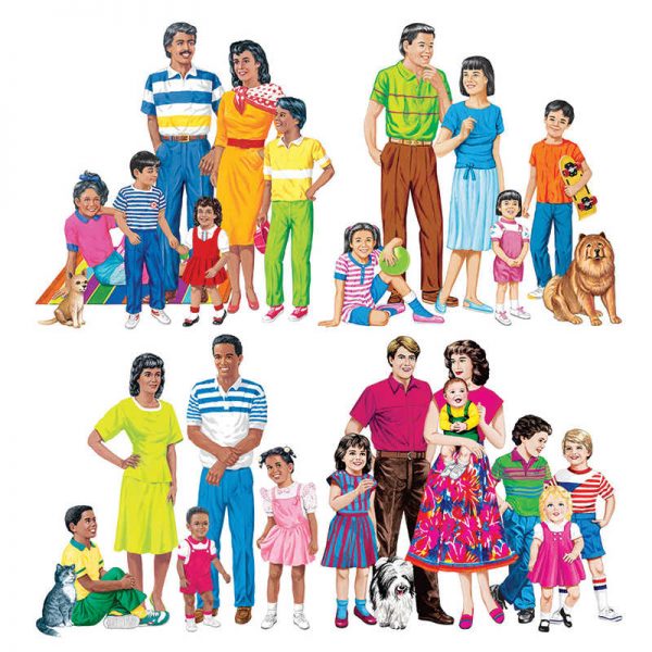 Little Folks Visuals Multicultural Families Flannelboard Set, 4 Families