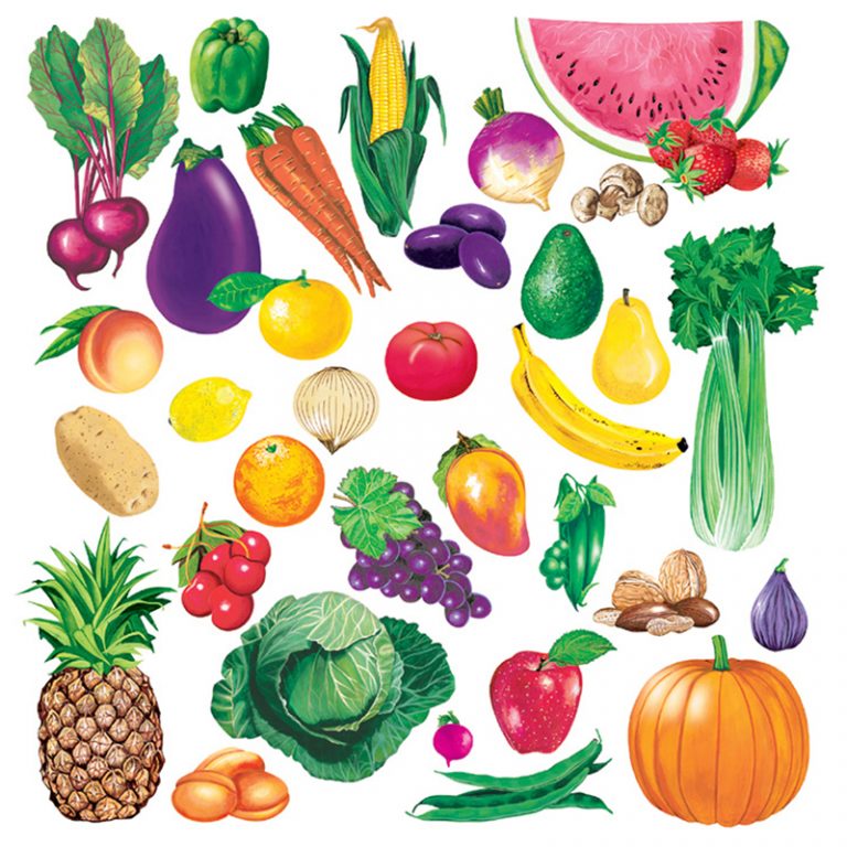 Little Folks Visuals Fruits & Vegetables Precut Flannel/Felt Board Figures, 34-Piece Set