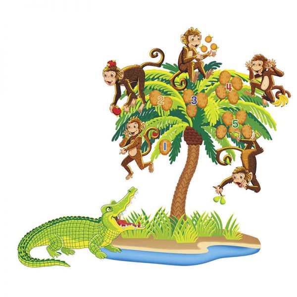 Little Folks Visuals Five Monkeys Sitting in a Tree Bilingual Rhyme Flannelboard Set
