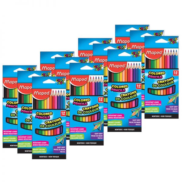 Maped® Triangular Colored Pencils, 12 Per Pack, 12 Packs