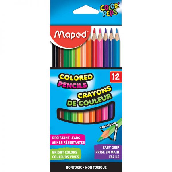 Maped® Triangular Colored Pencils, 12 Colors
