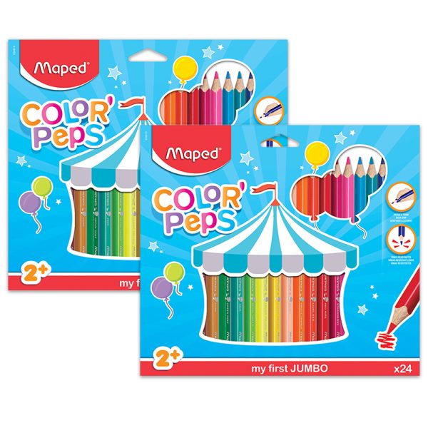Maped Color'Peps My First Jumbo Triangular Colored Pencils, 24 Per Pack, 2 Packs