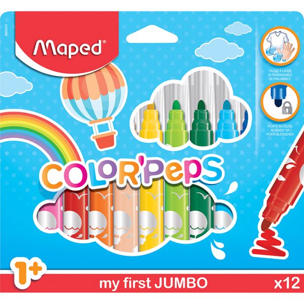 Maped Color'Peps My First Safety Tip Ultrawashable Markers, Pack of 12
