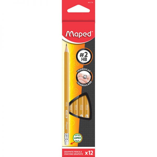 Maped® Essentials Triangular Graphite #2 Pencils, Pack of 12