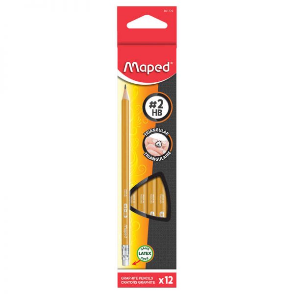 Maped® Yellow Pre-Sharpened Triangular #2 Pencils, Box of 12