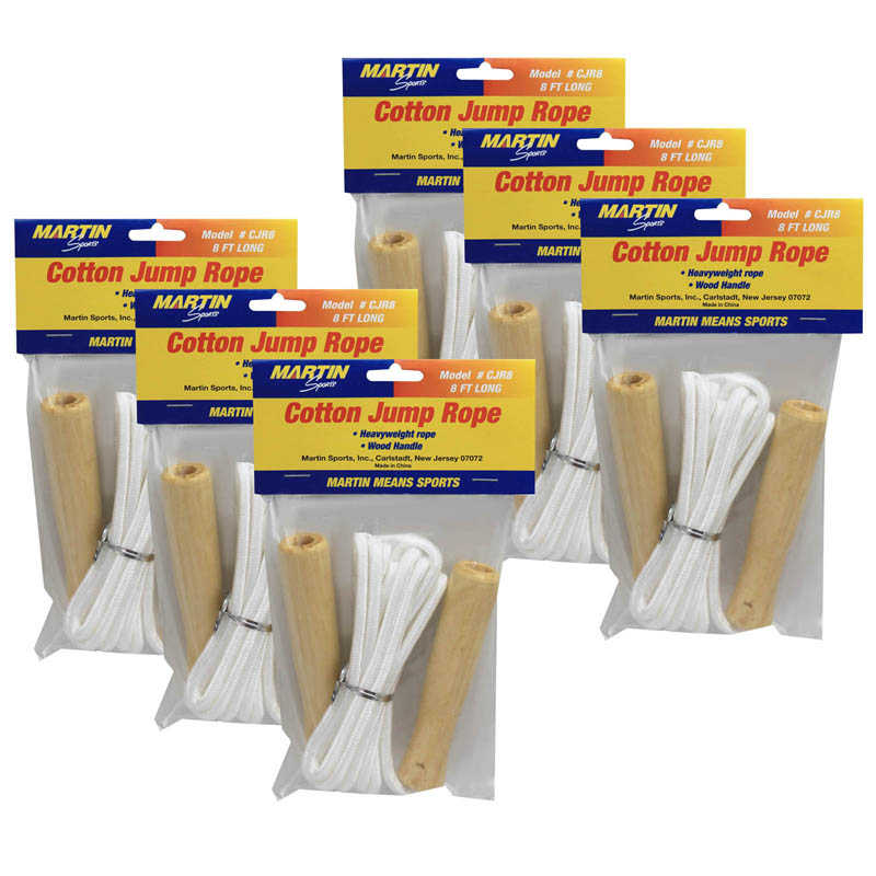 Martin Sports Cotton Jump Rope, 8', Pack of 6