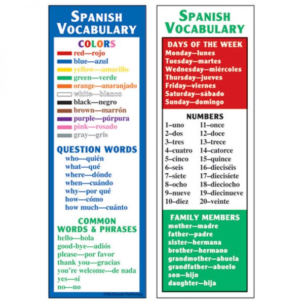 McDonald Publishing Spanish Vocabulary Smart Bookmarks