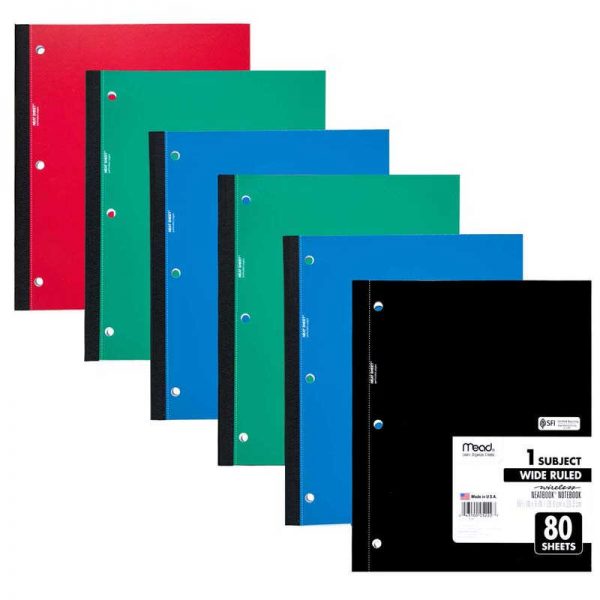 Mead® Wireless Neatbook Notebook, 1-Subject, Wide Ruled, Pack of 6