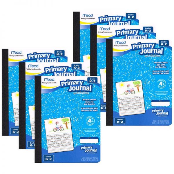 Mead® Primary Journal Half Page Ruled, 100 Sheets Per Book, Pack of 6