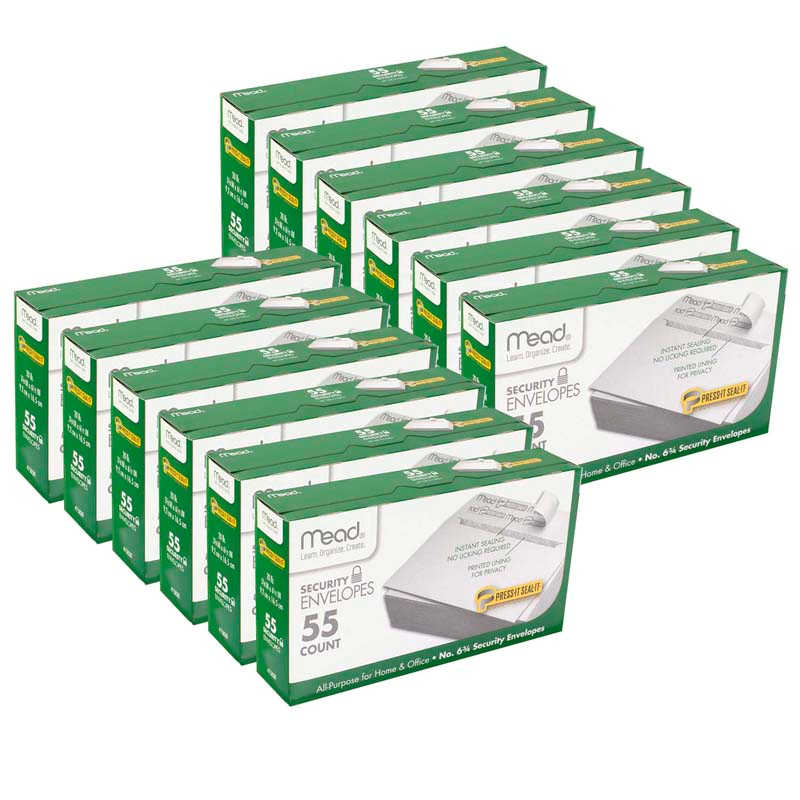 Mead® Press-It Seal-It® Security Envelopes, # 6 3/4, 55 Per Box, 12 Boxes